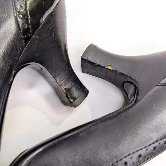 Sofft Heels Womens 7.5 Black Patent Leather Oxford Brogue Professional Pumps - Picture 6 of 7